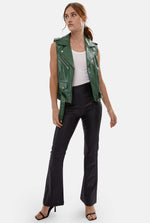 Leather Gilet Green