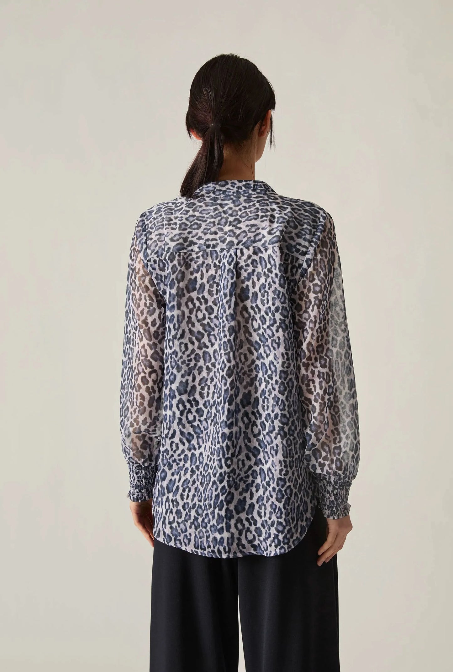 Blue Leopard Print Blouse