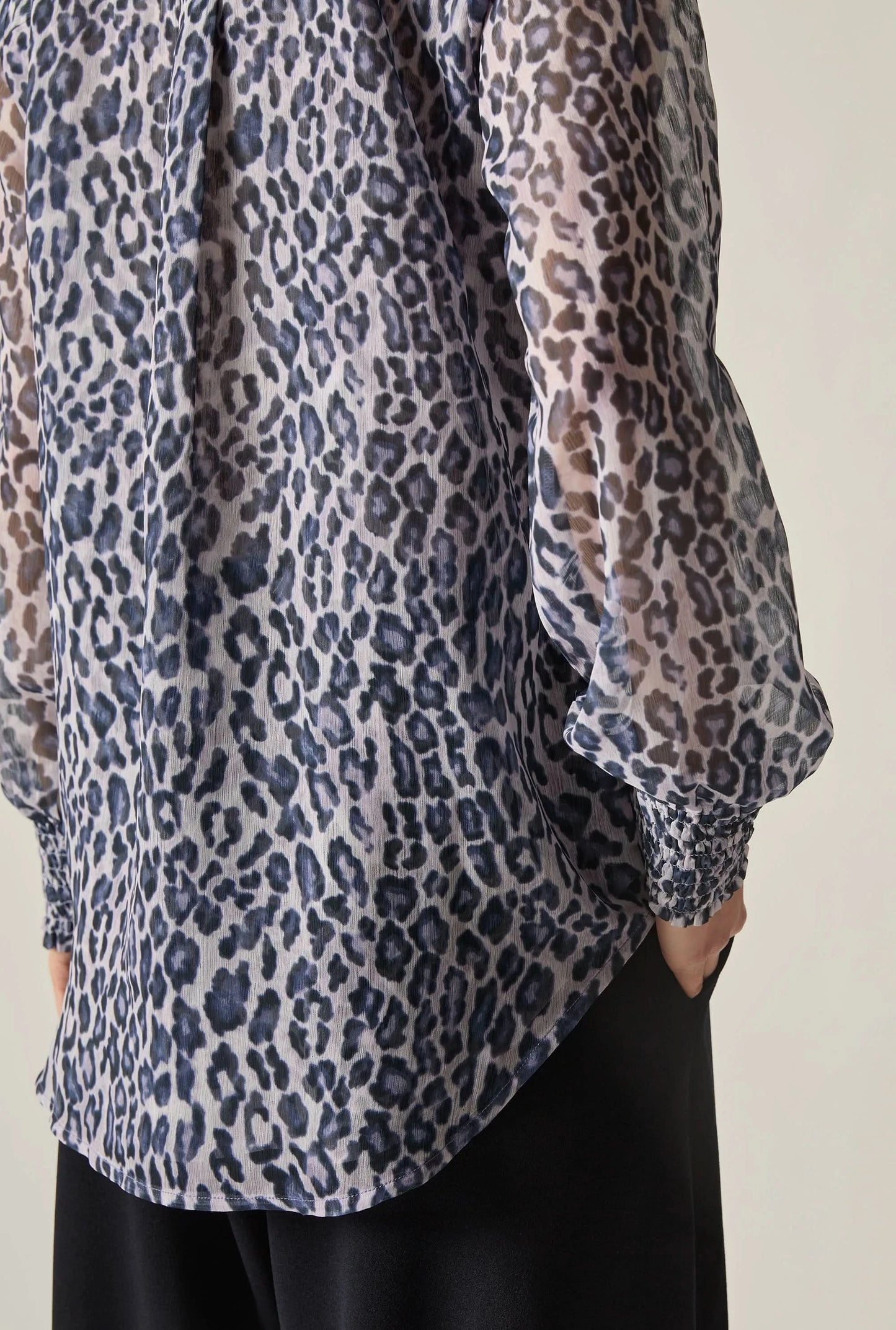 Blue Leopard Print Blouse