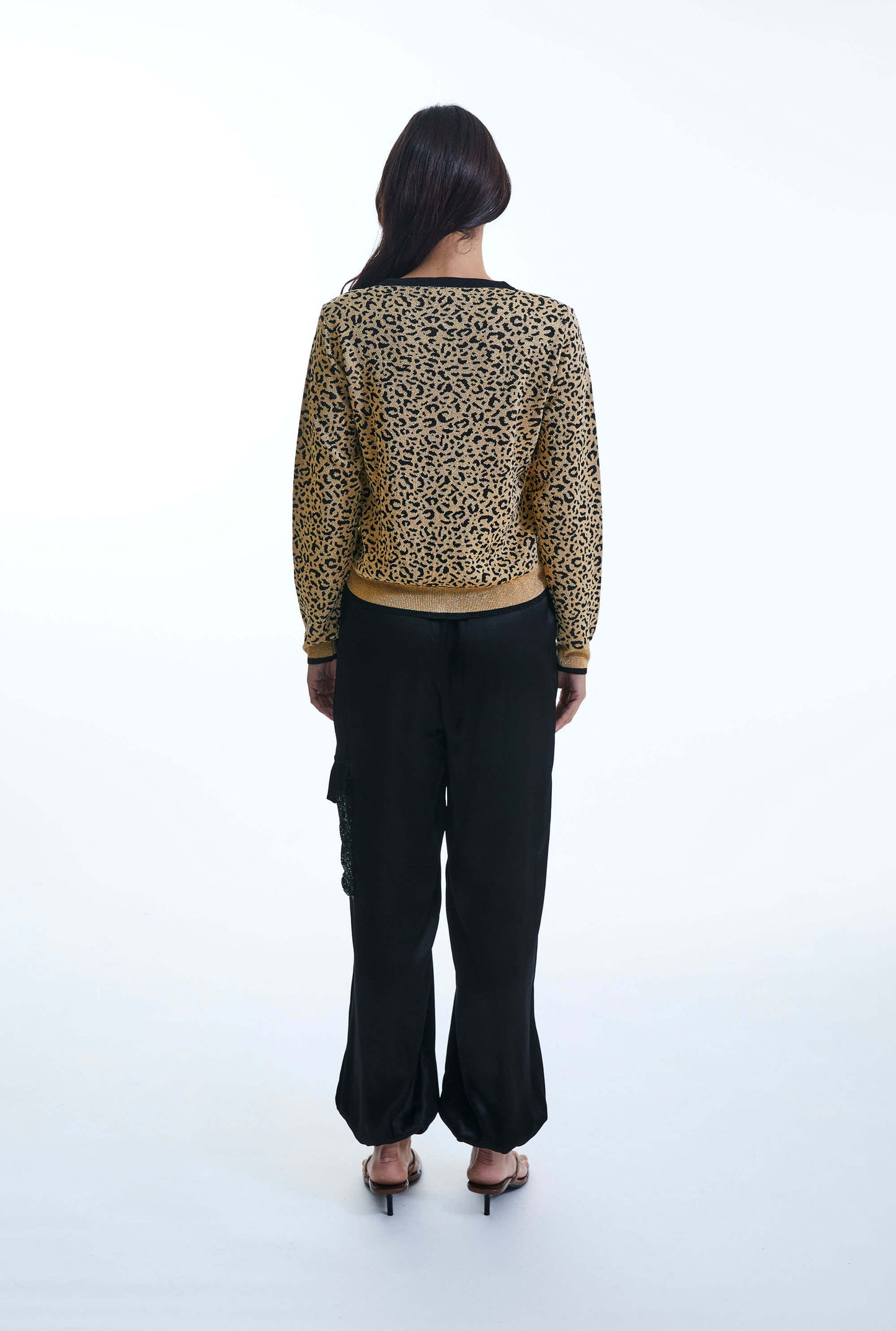 Leopard Lurex Knitted Cardigan