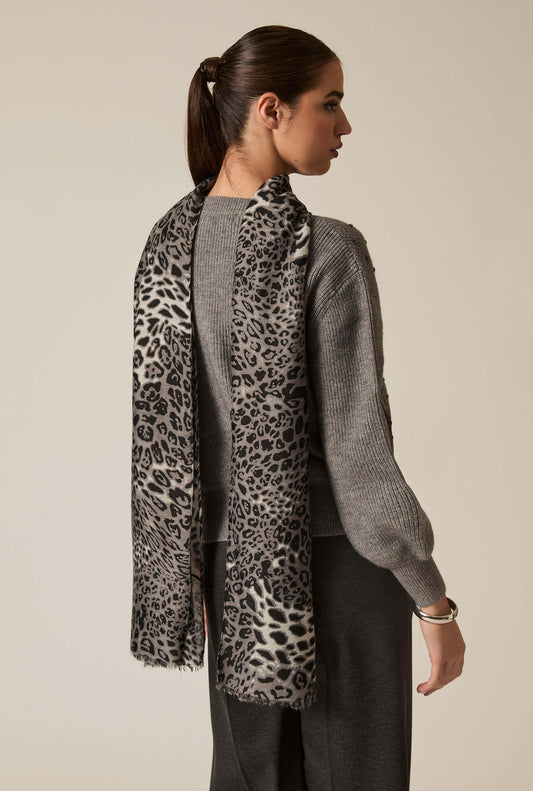 Leopard Print Black Scarf