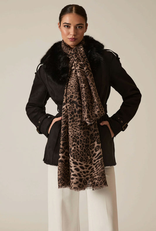 Leopard Print Brown Scarf