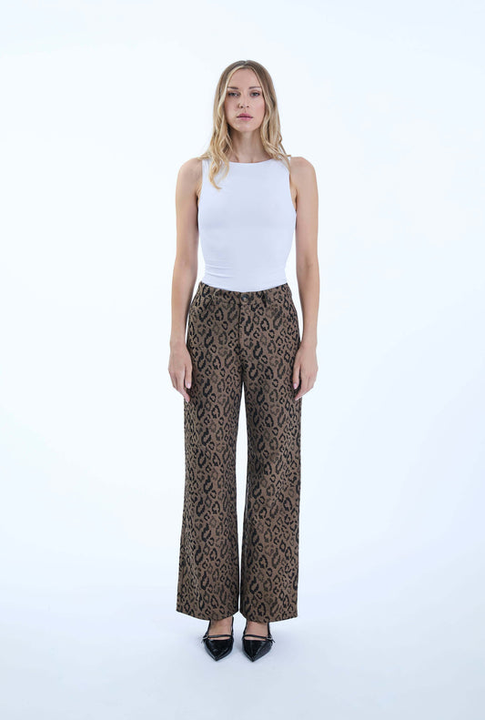 Leopard Print Detail Trousers