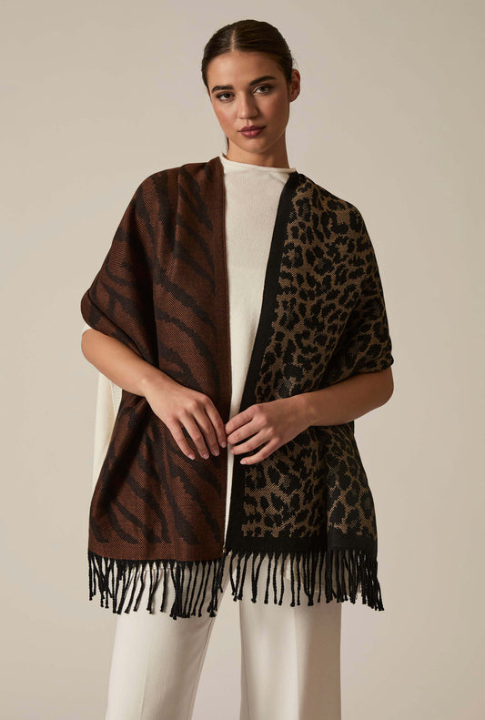 Leopard Tassel Brown Scarf