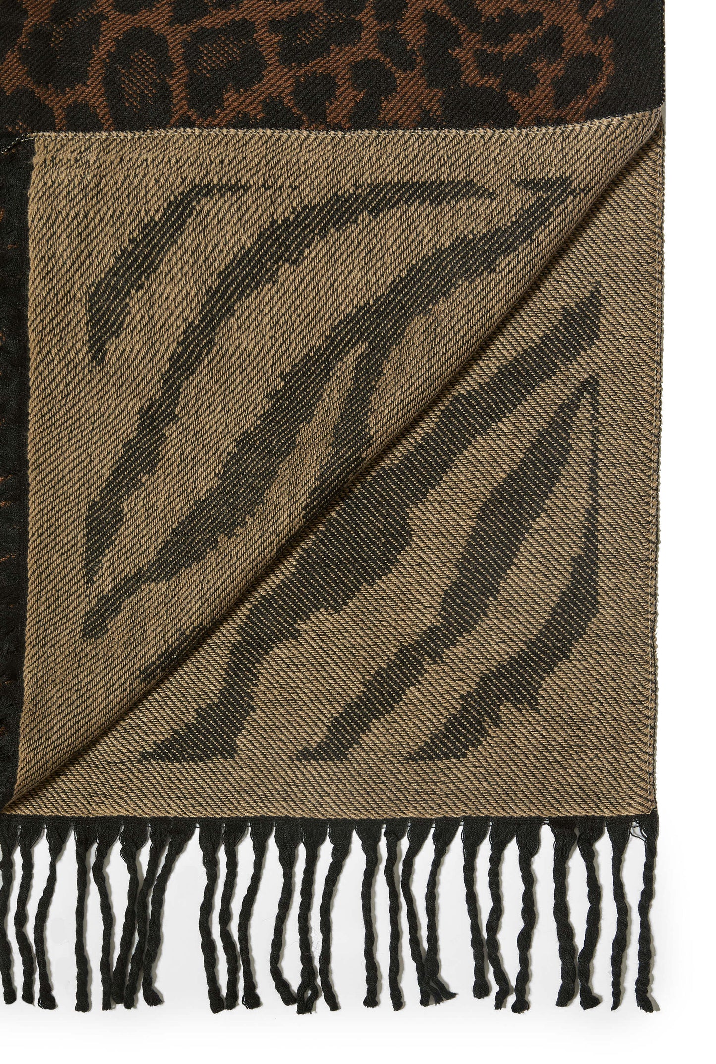 Leopard Tassel Brown Scarf