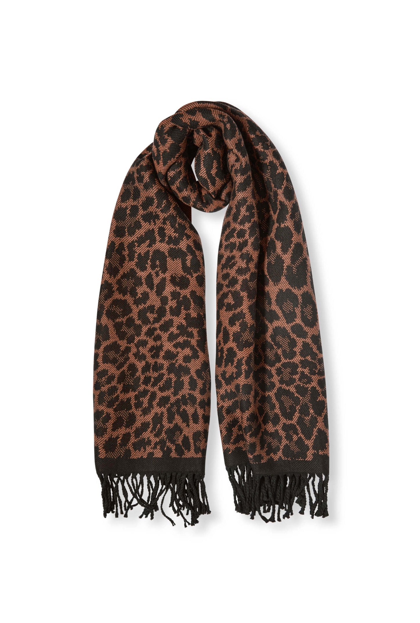 Leopard Tassel Brown Scarf