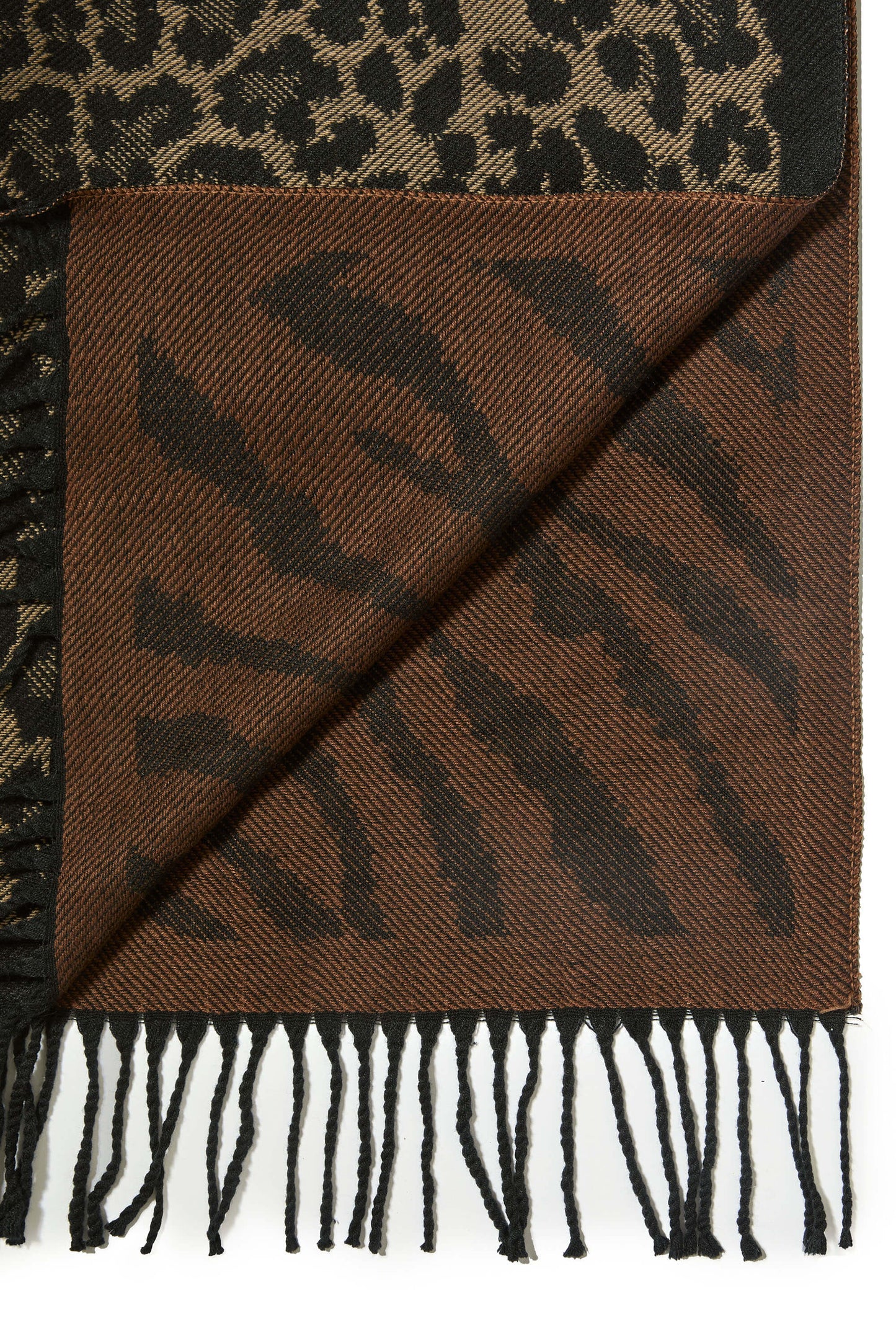 Leopard Tassel Camel Scarf