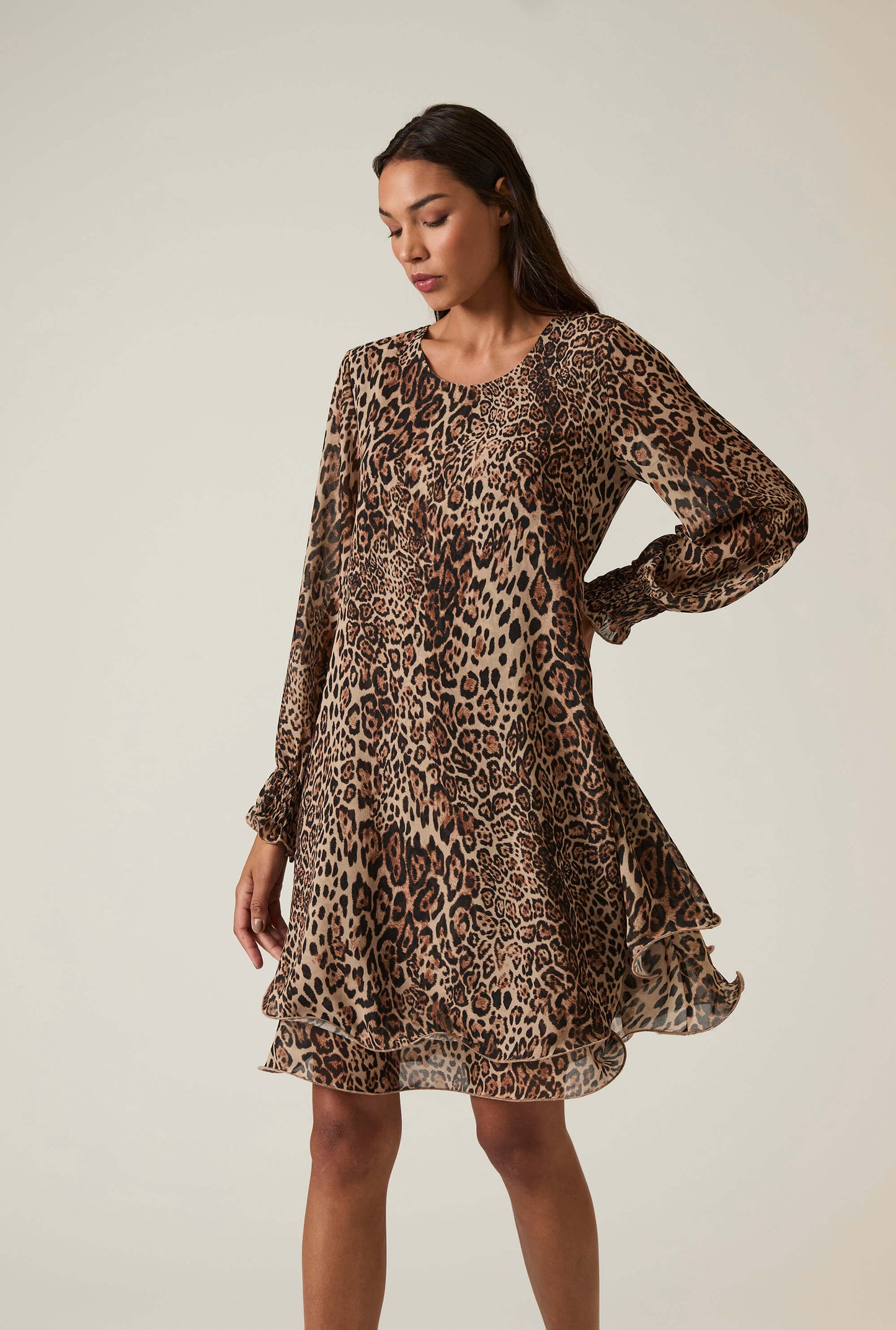 Leopard Wave Hem Dress