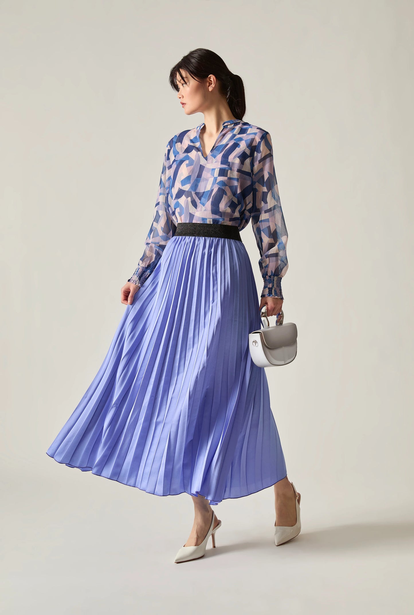 Lilac Pleated Maxi Skirt