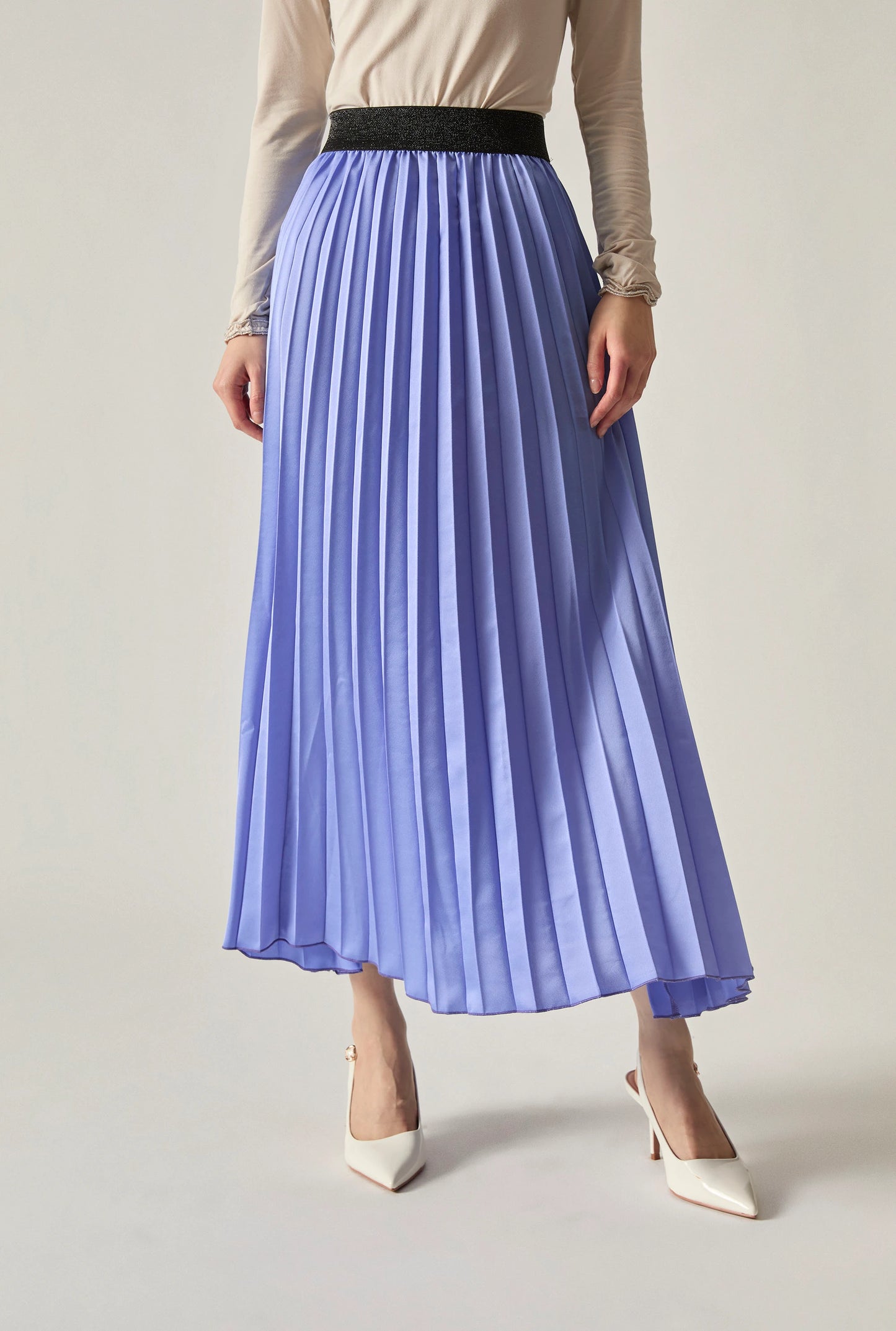 Lilac Pleated Maxi Skirt