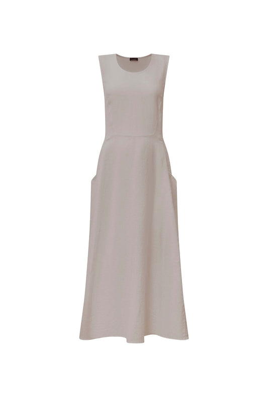 Linen Taupe Midi Dress