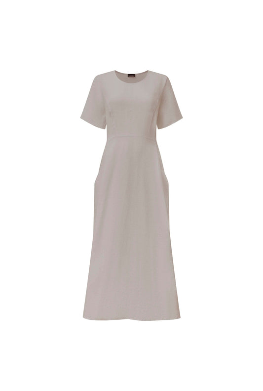 Linen Taupe Pocket Midi Dress