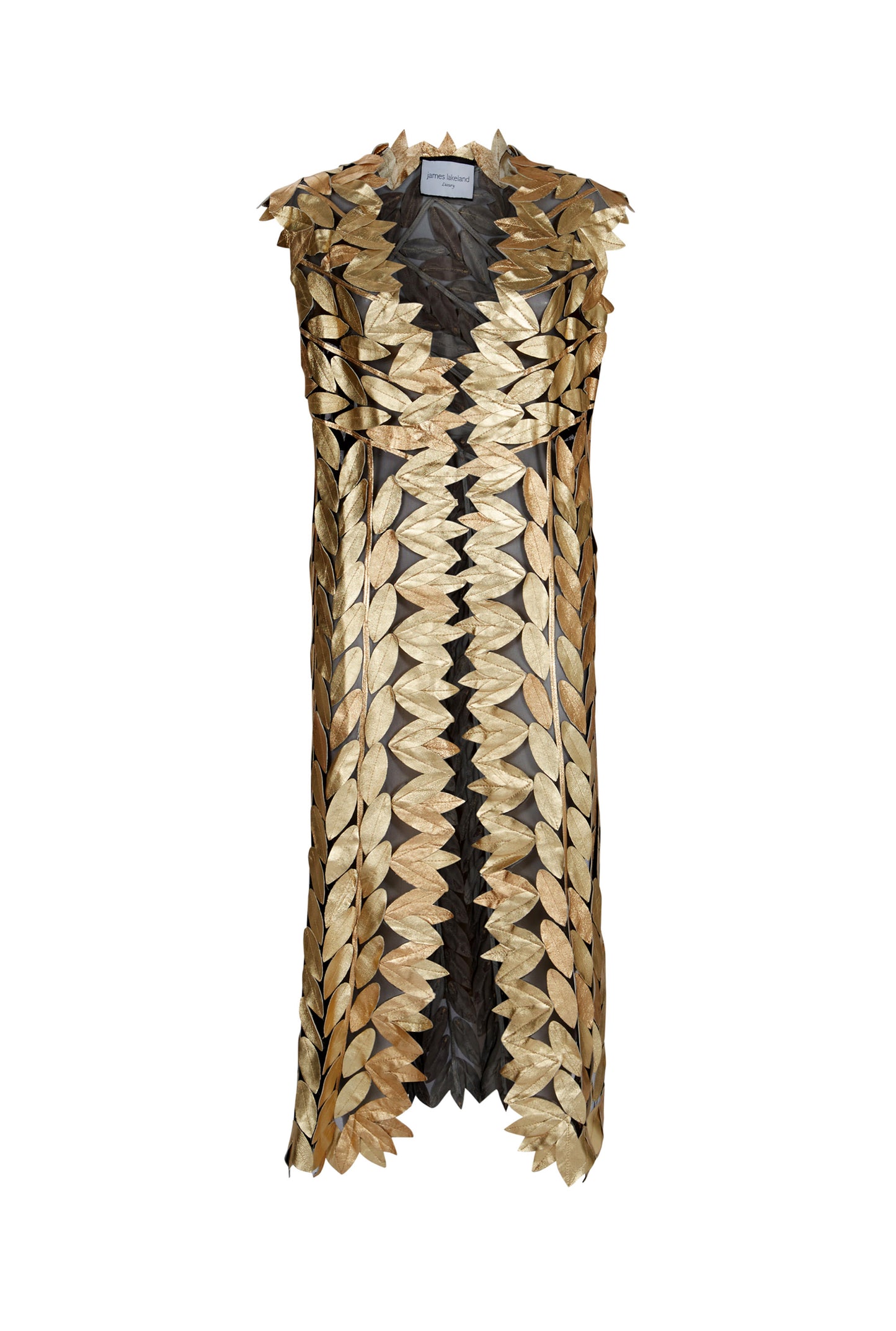 Long Gold Leaf Leather Gilet