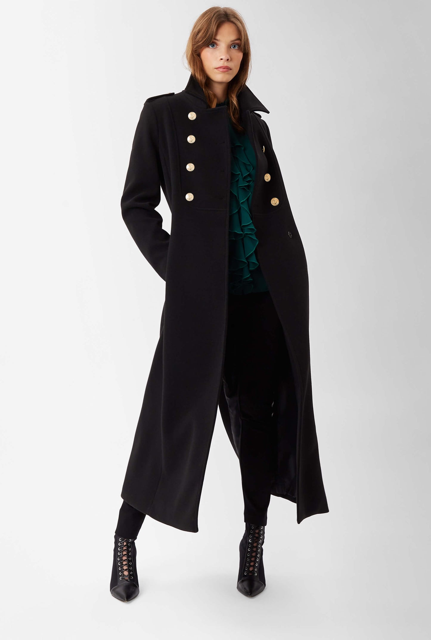 Long Military Black Coat