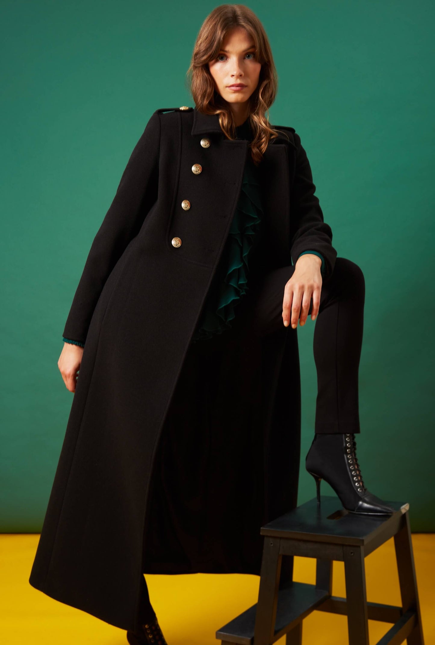 Long Military Black Coat