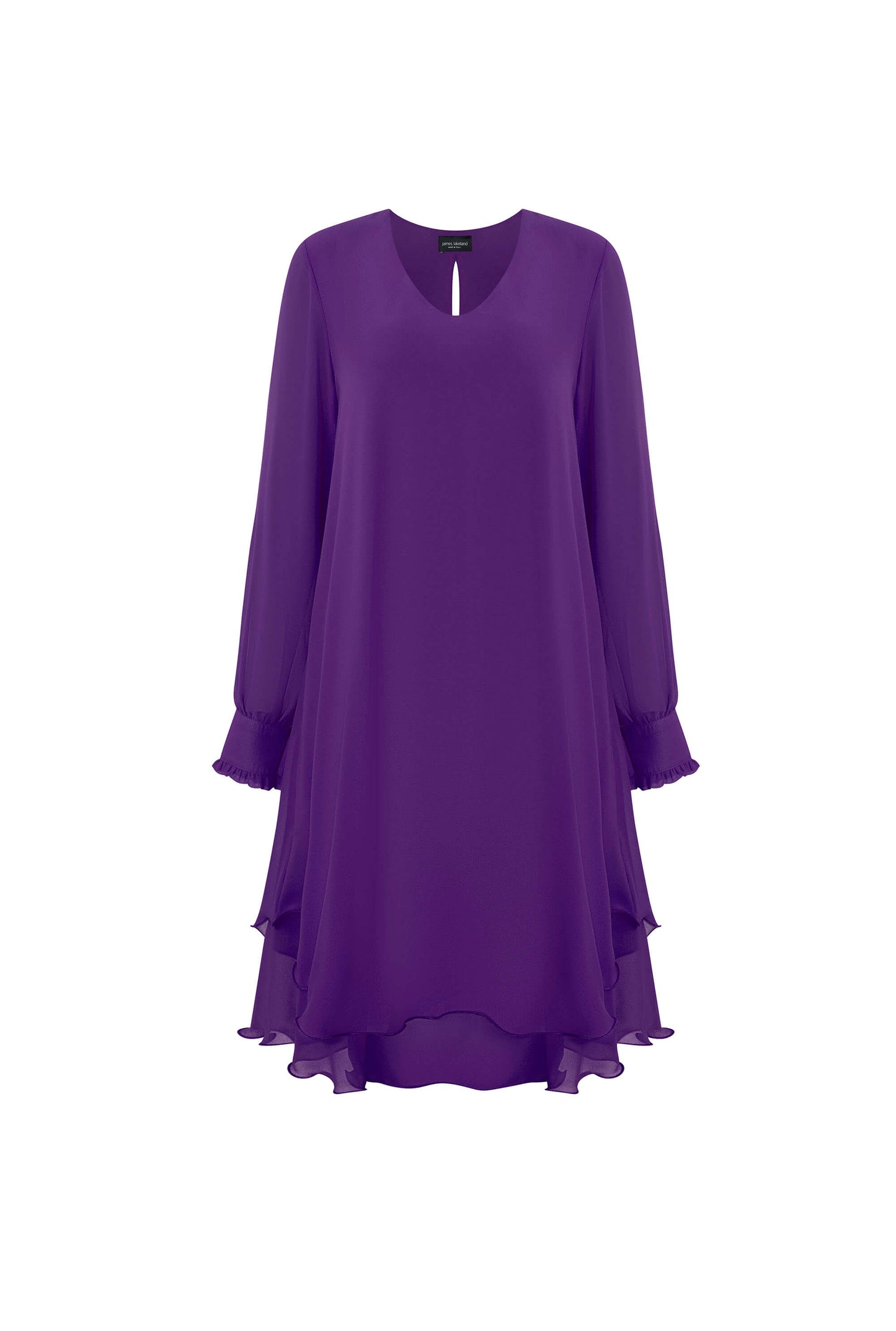 Long Sleeve Purple Wave Hem Dress | Flattering A-Line Silhouette James Lakeland Long Sleeve Purple Wave Hem Dress | Flattering A-Line Silhouette James Lakeland