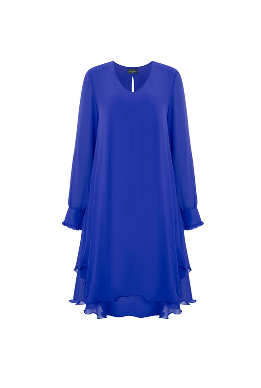Long Sleeve Royal Wave Hem Dress