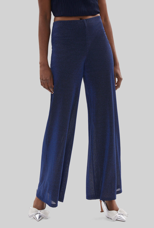 Lurex Evening  Palazzo Trousers Navy