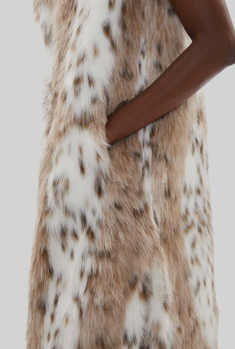 Lynx Long Faux Fur Gilet
