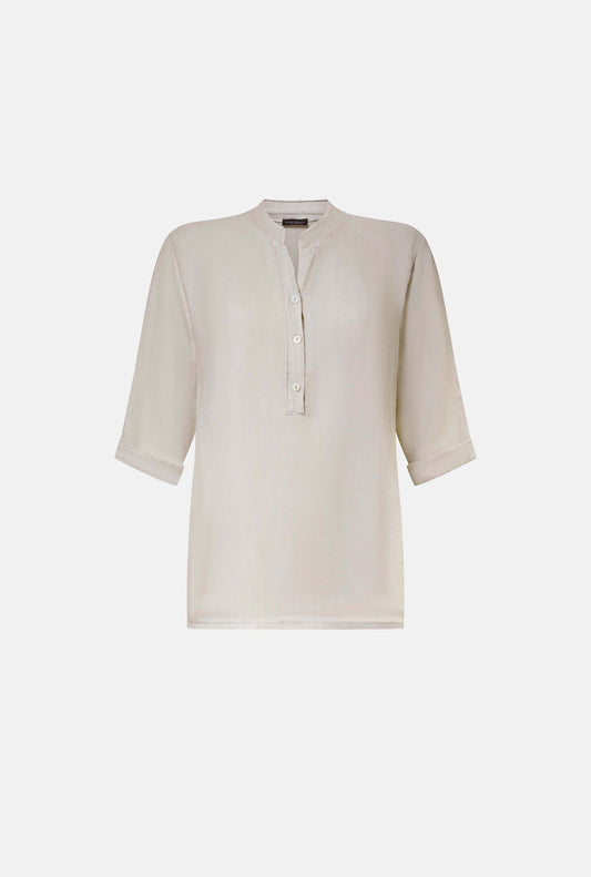 Mandarin Collar Linen Top