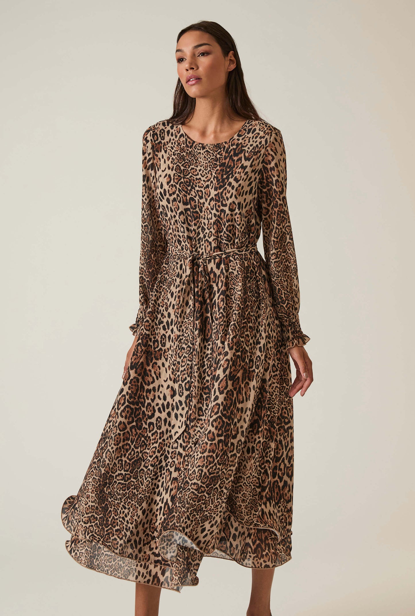 Maxi Leopard Wave Hem Dress