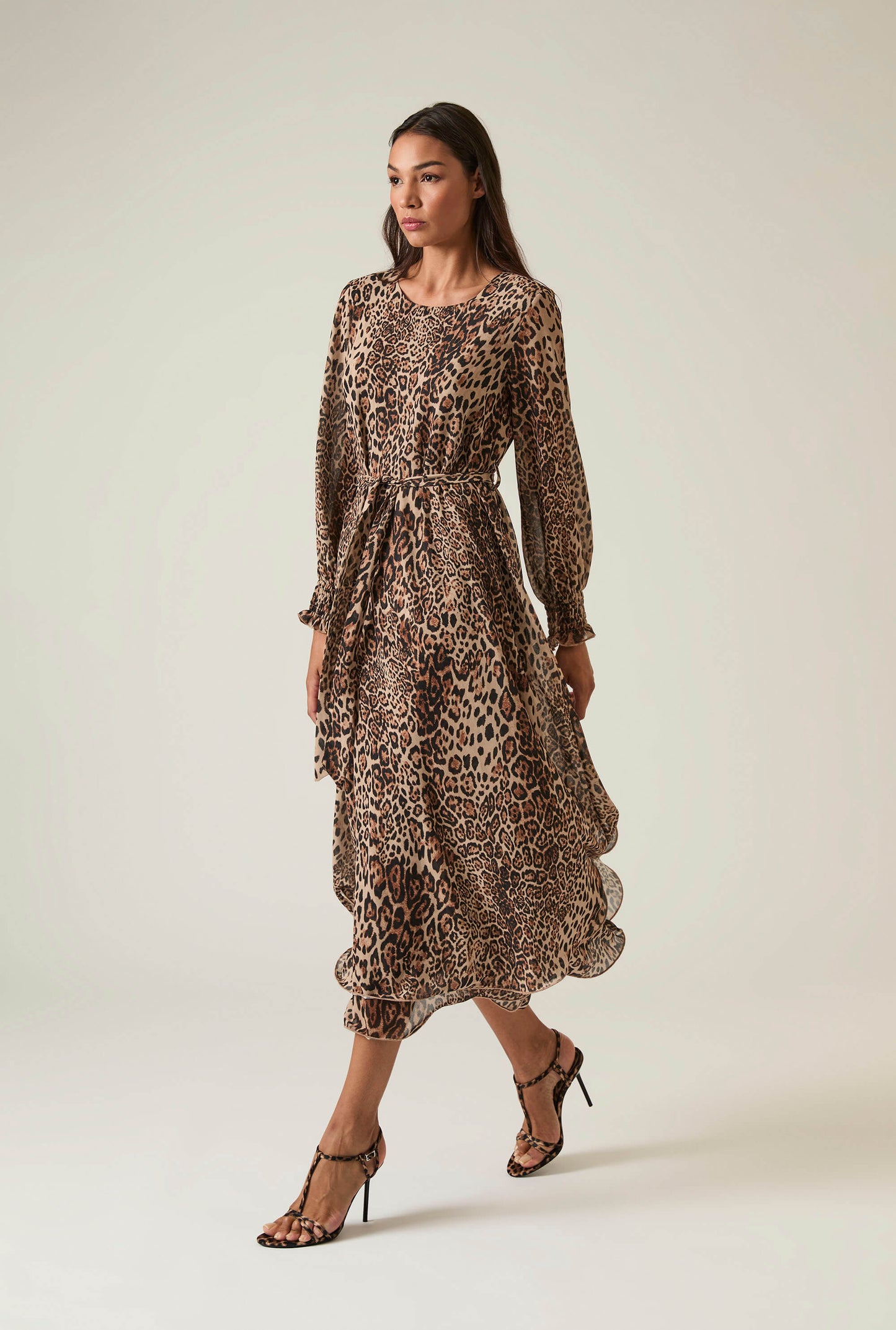 Maxi Leopard Wave Hem Dress