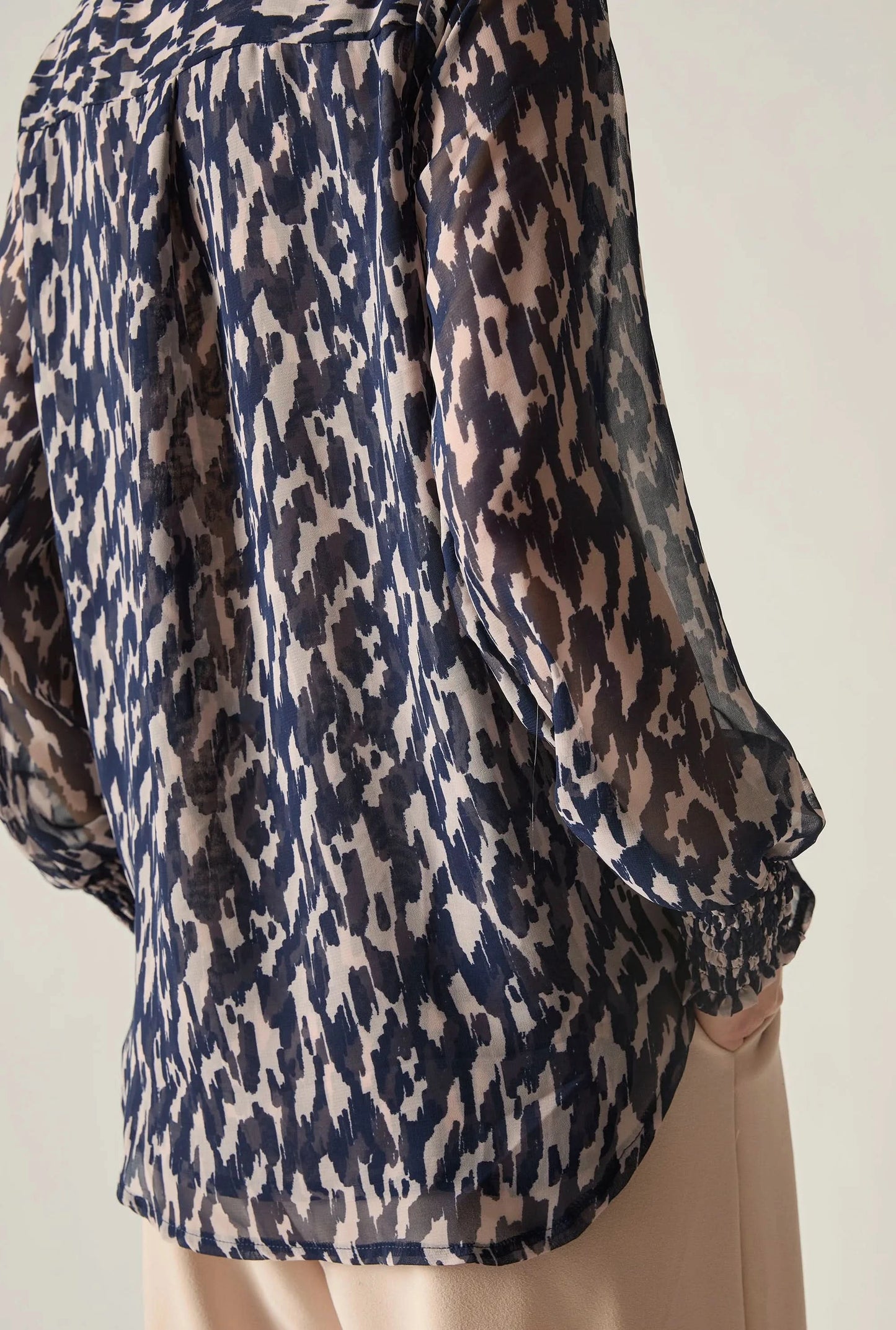 Navy Abstract Print Blouse