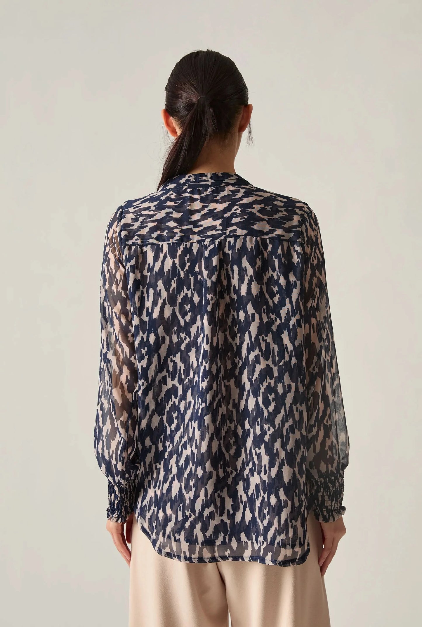 Navy Abstract Print Blouse
