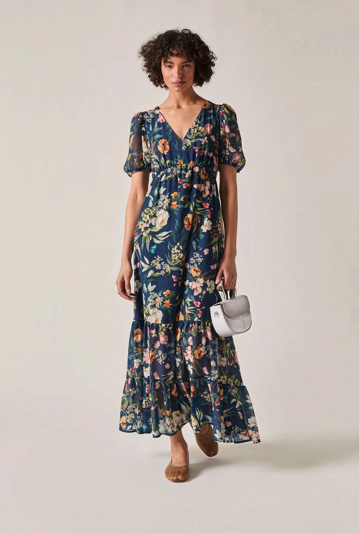 Navy Botanical Floral Maxi Dress
