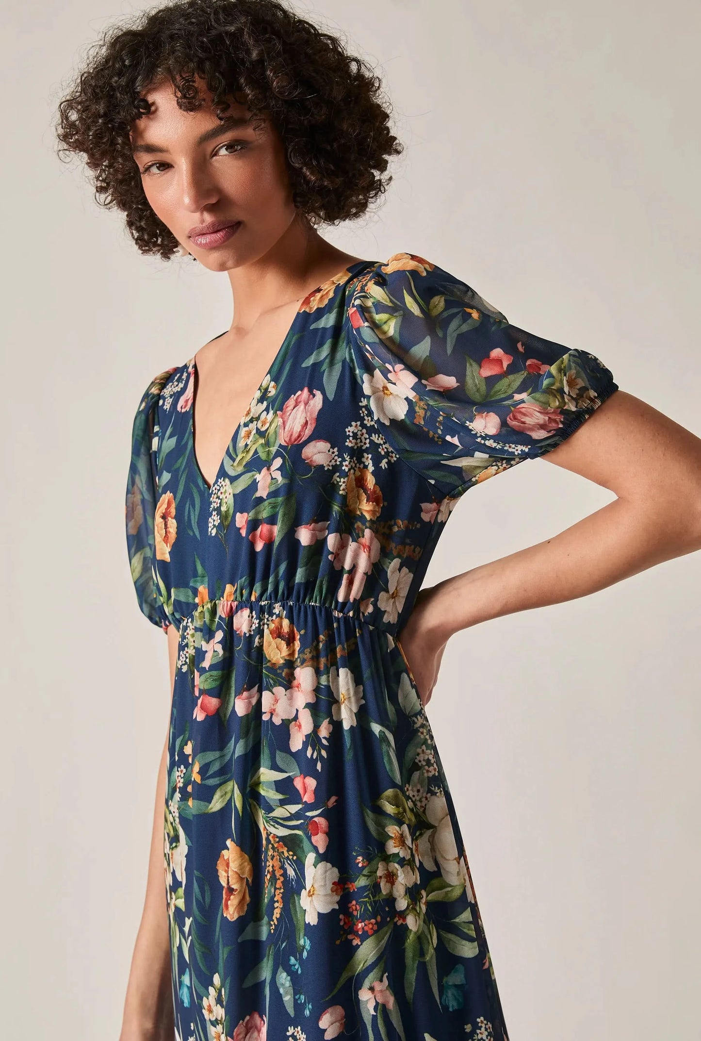 Navy Botanical Floral Maxi Dress