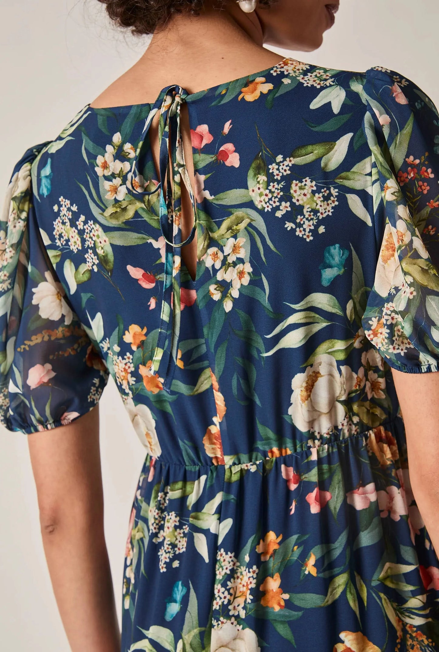 Navy Botanical Floral Maxi Dress