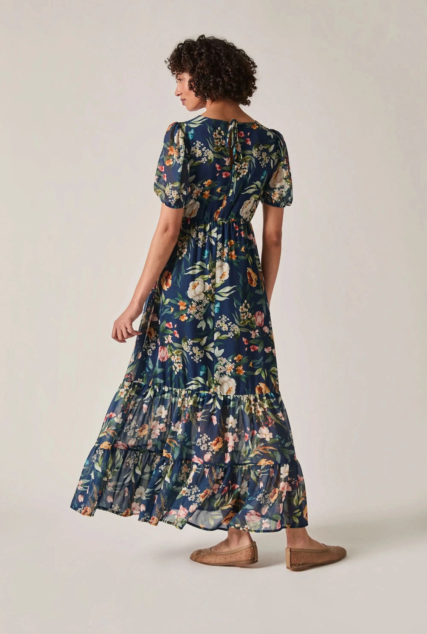 Navy Botanical Floral Maxi Dress