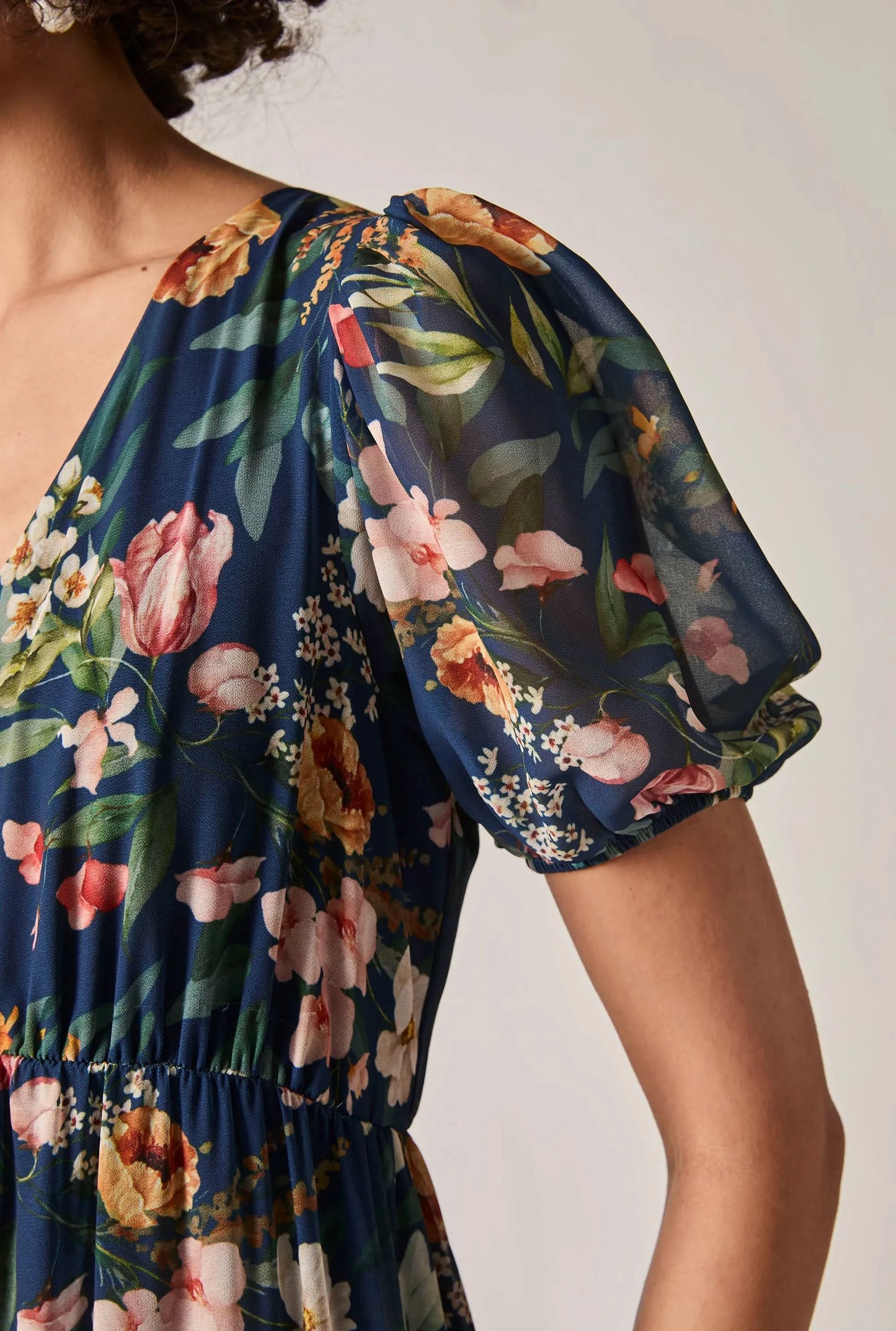 Navy Botanical Floral Maxi Dress