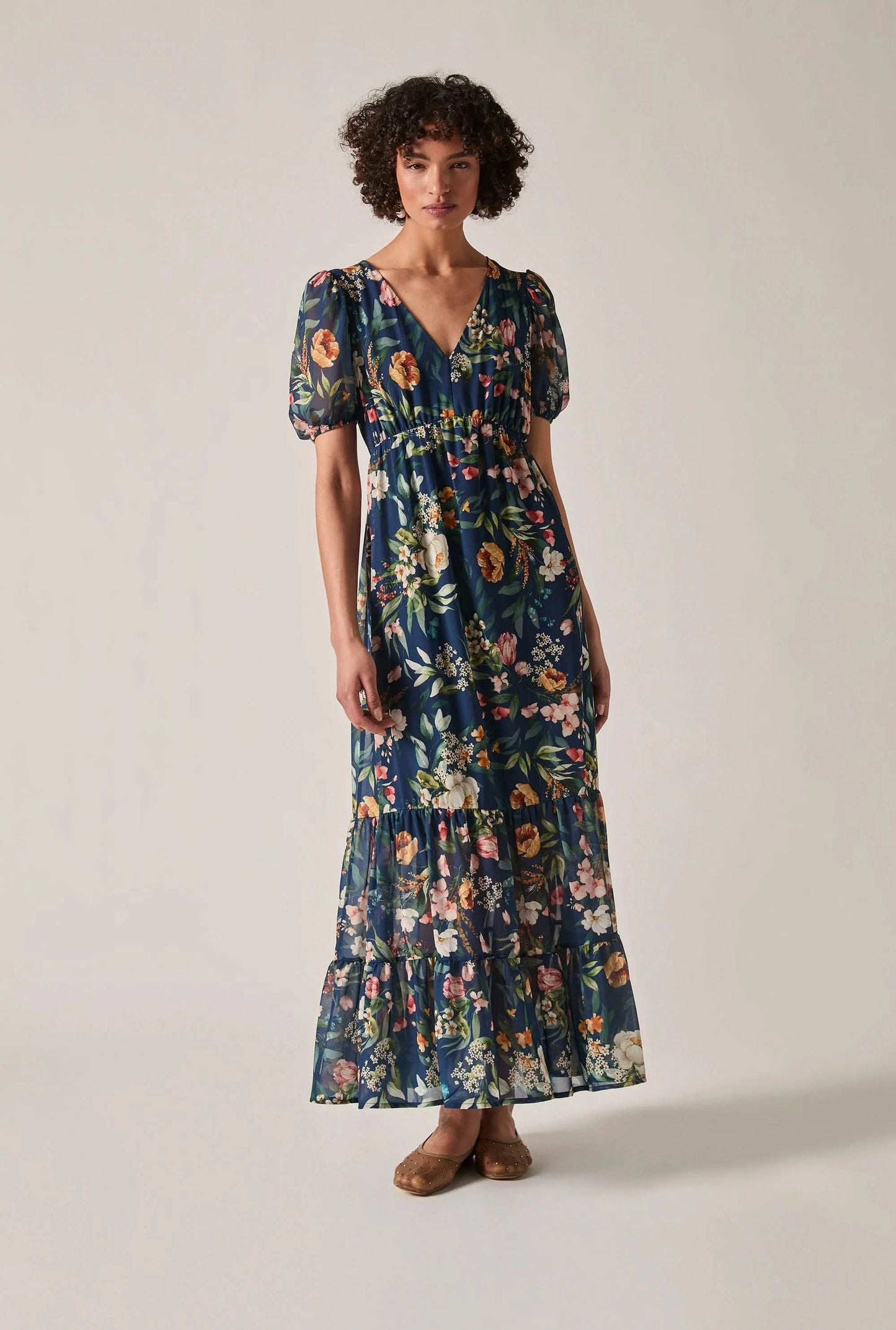 Navy Botanical Floral Maxi Dress