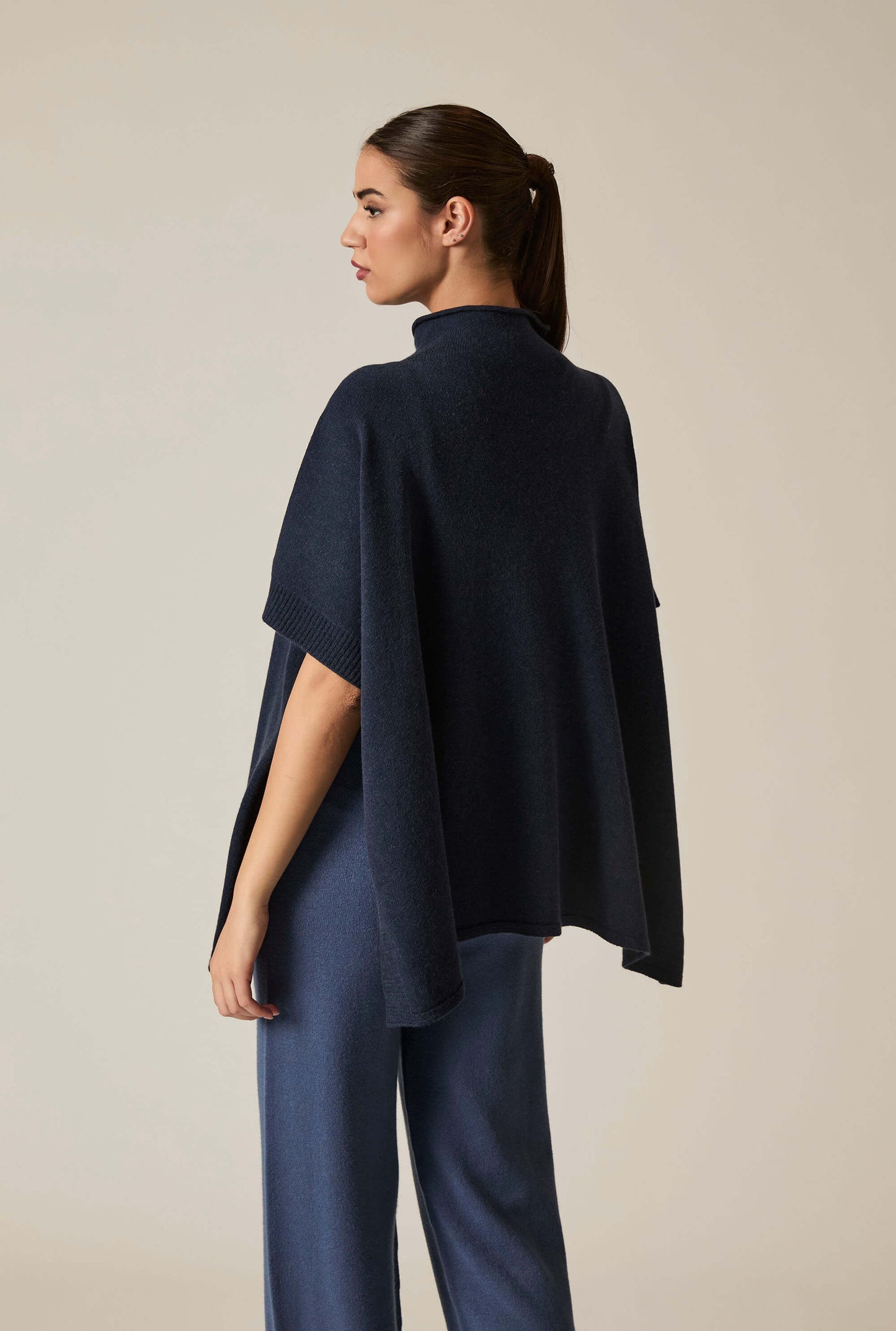 Navy Button Poncho
