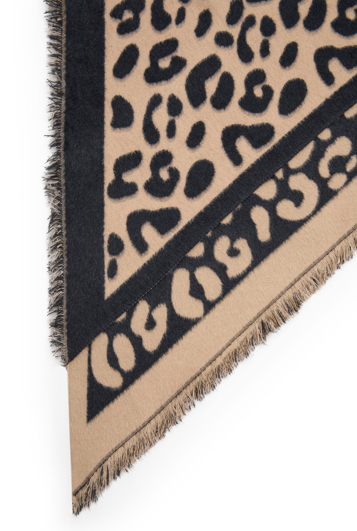 Navy & Camel Leopard Print Scarf