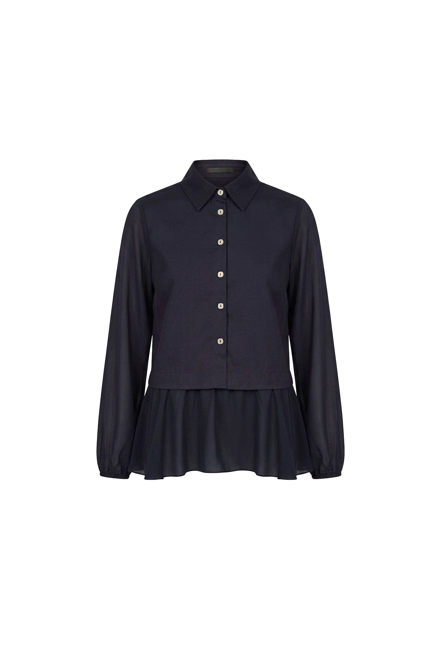 Navy Contrast Hem Blouse
