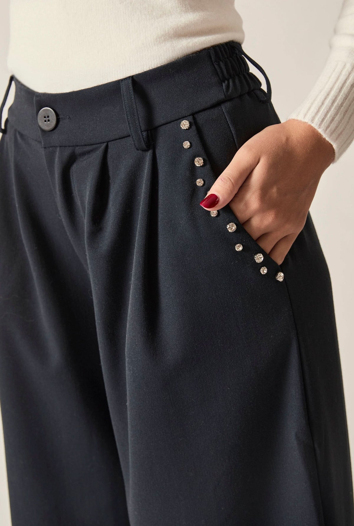 Navy Crystal Trim Trousers