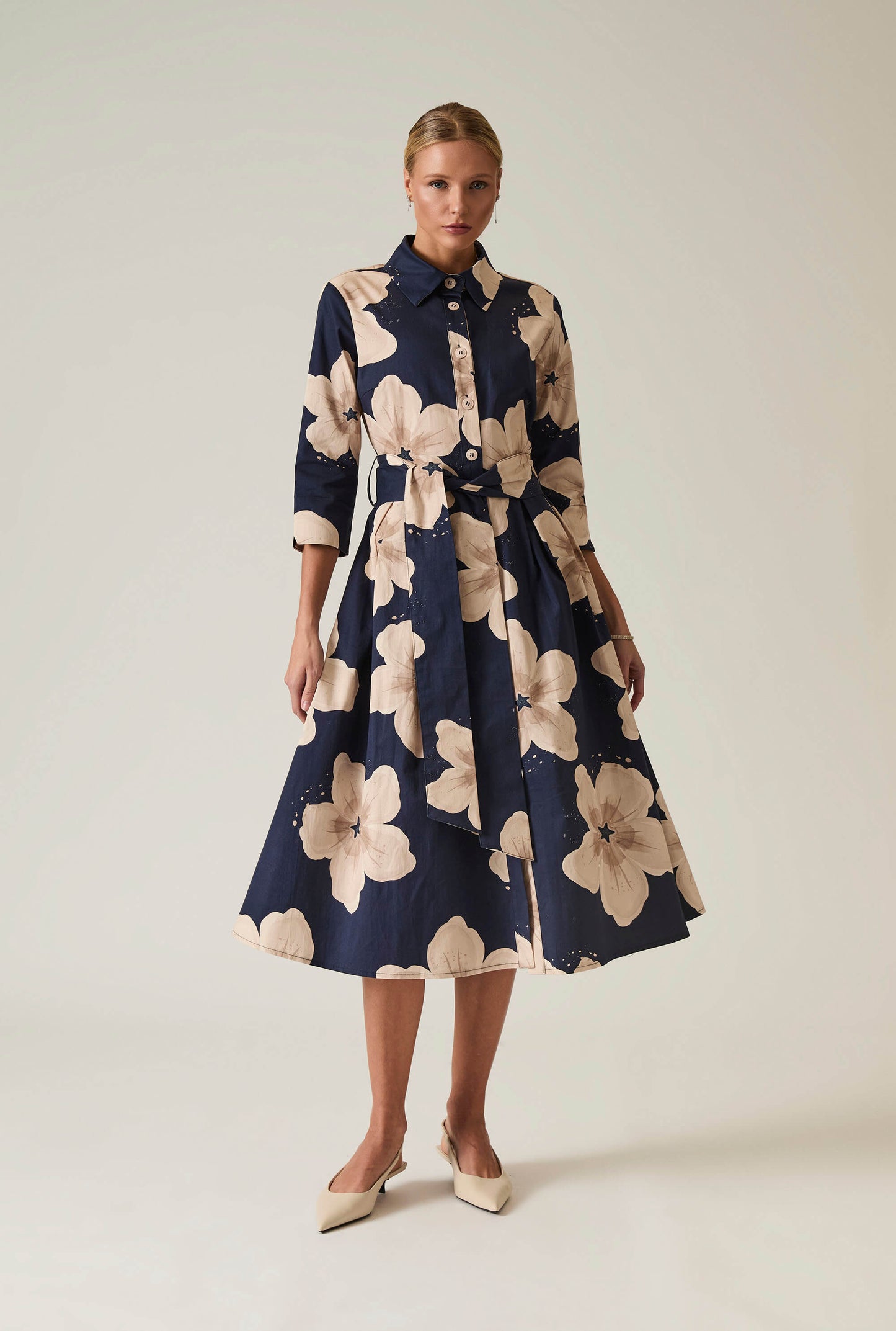 Navy Flower Cotton Dress