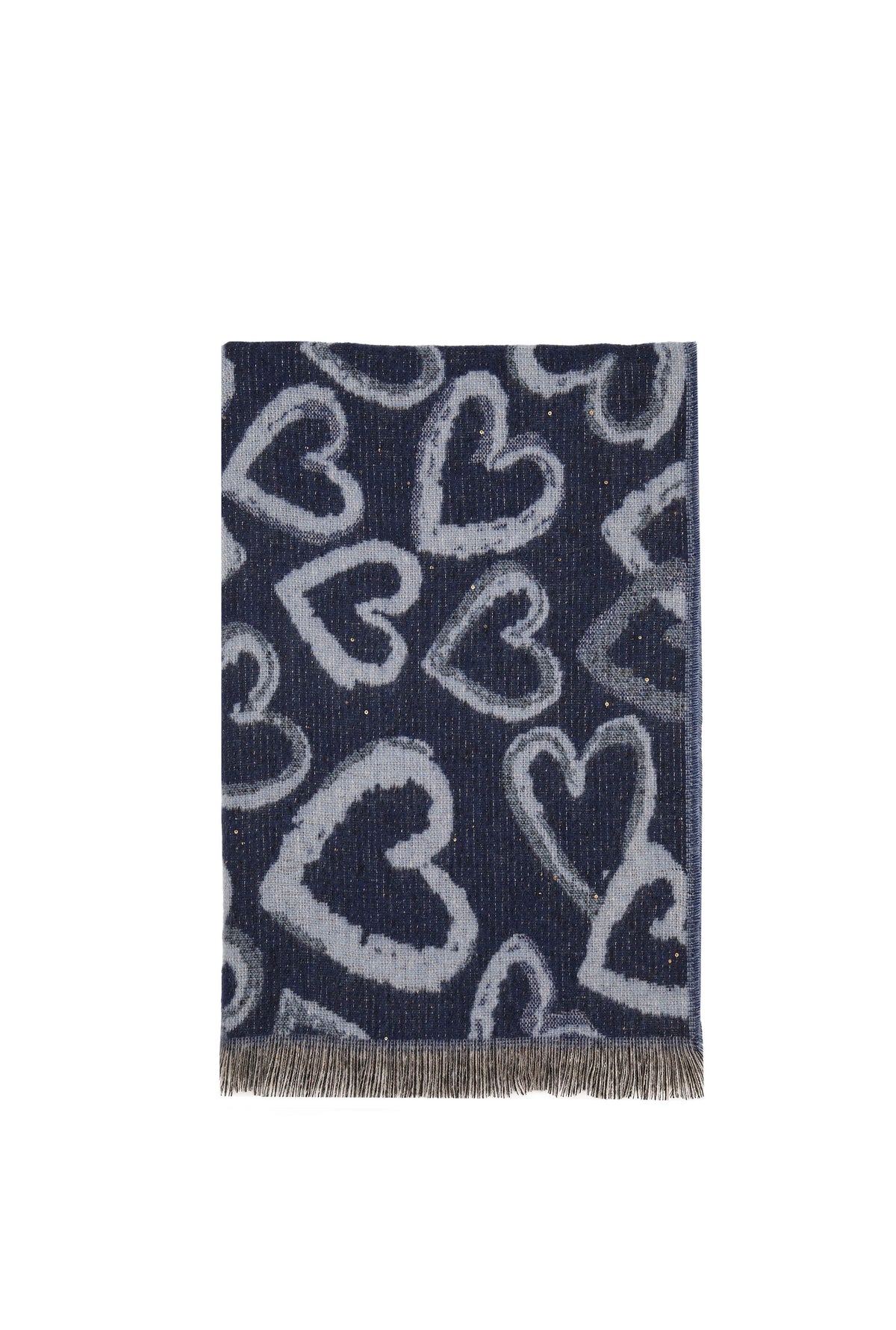 Navy Heart Print Scarf