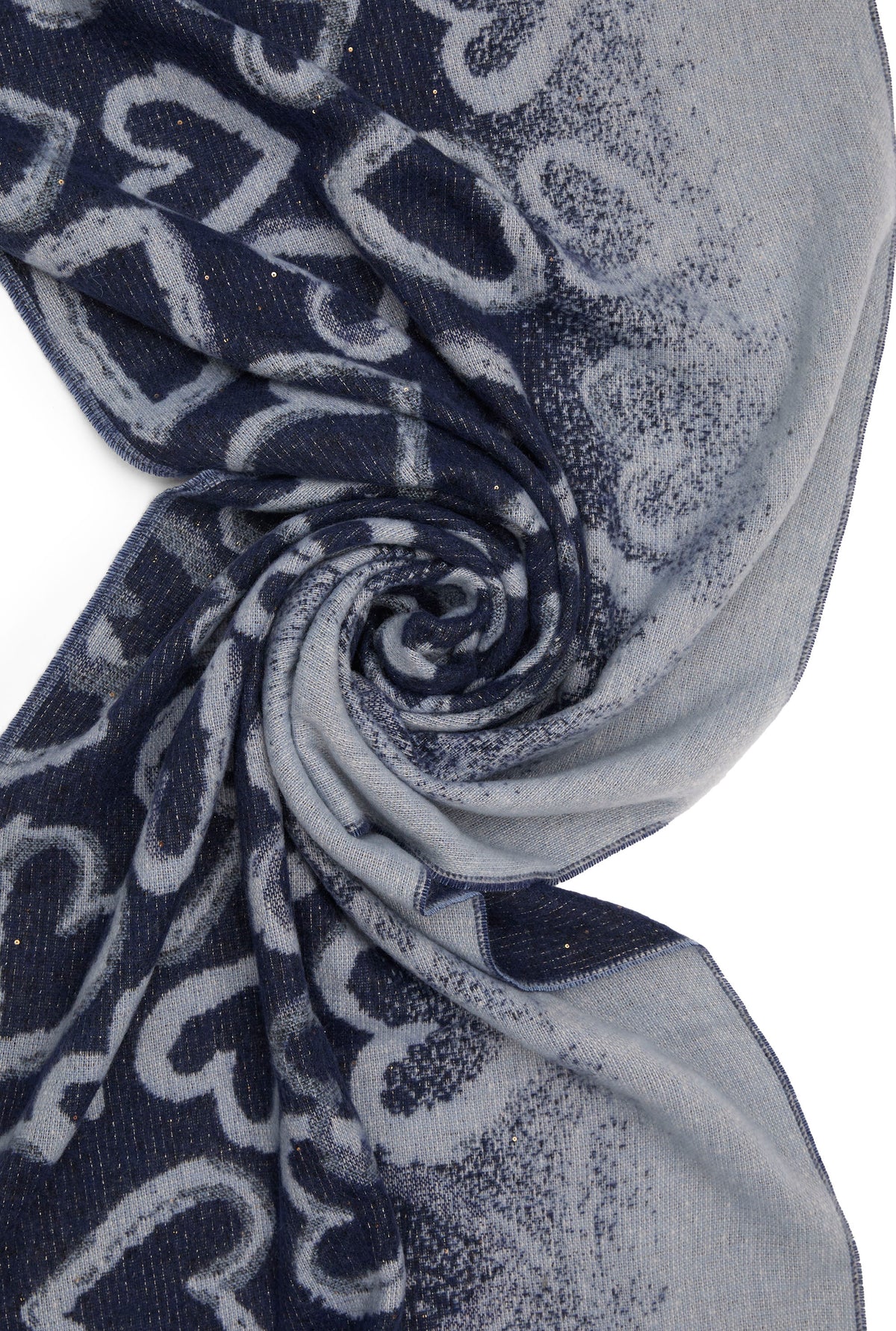 Navy Heart Print Scarf
