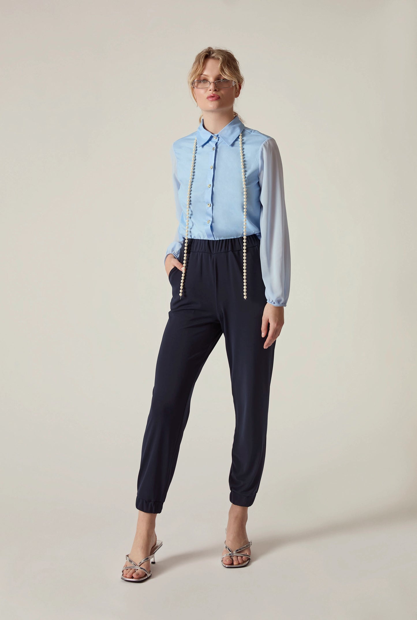 Navy Jersey Jogger Trousers