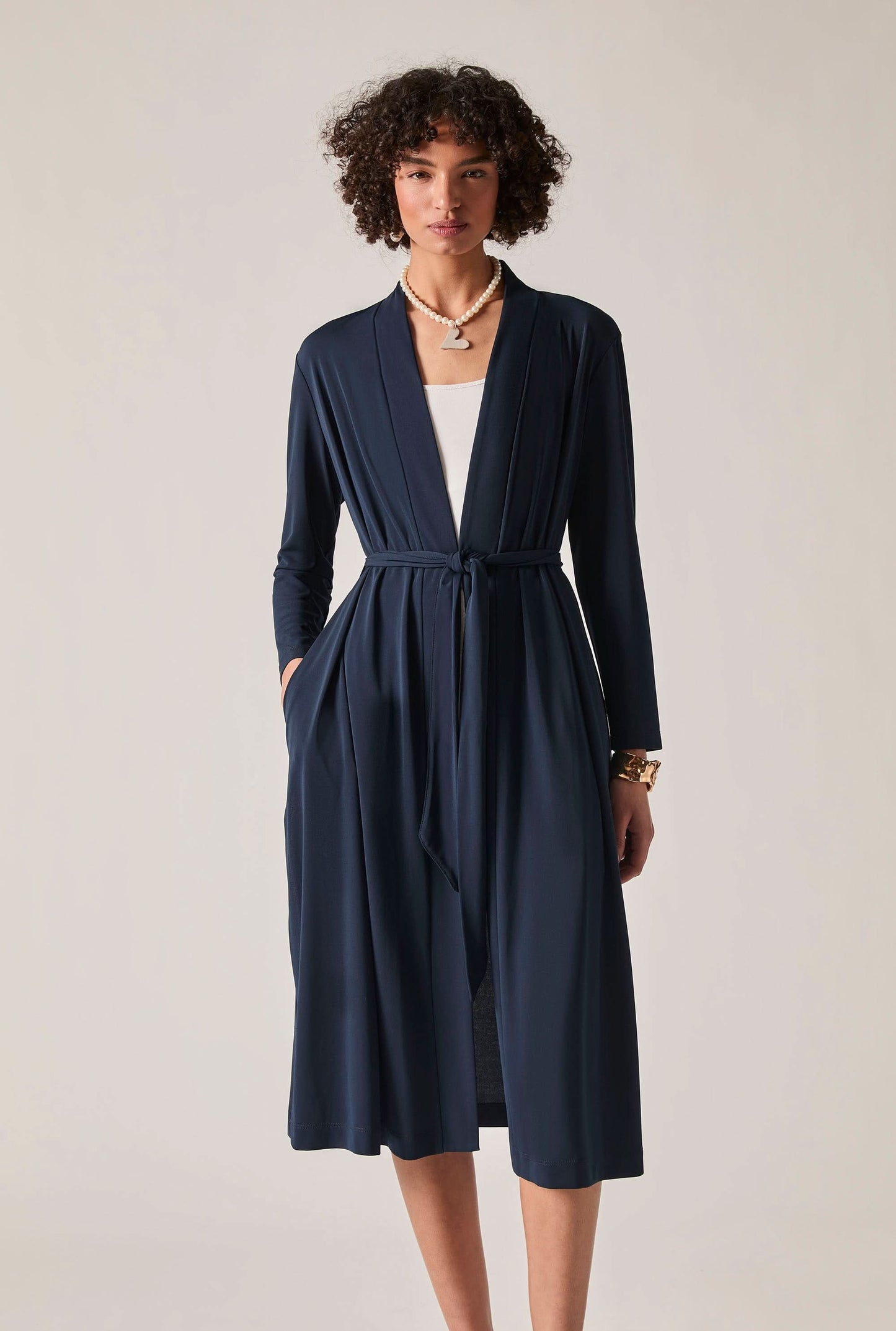 Navy Jersey Longline Cardigan
