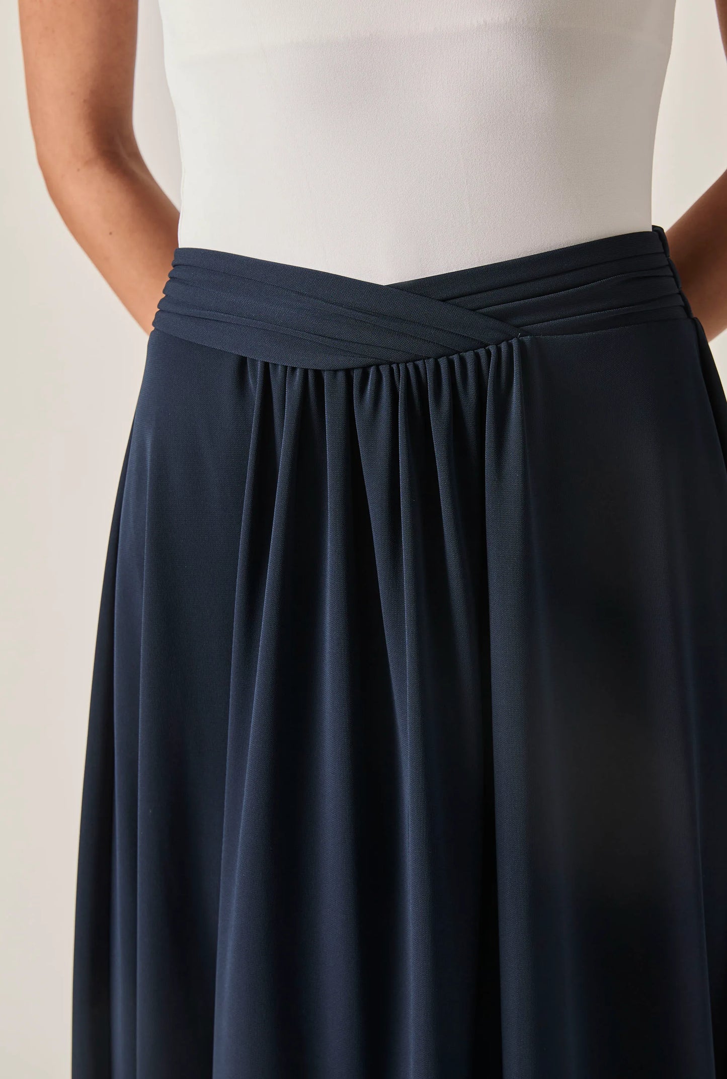 Navy Jersey Midi Skirt
