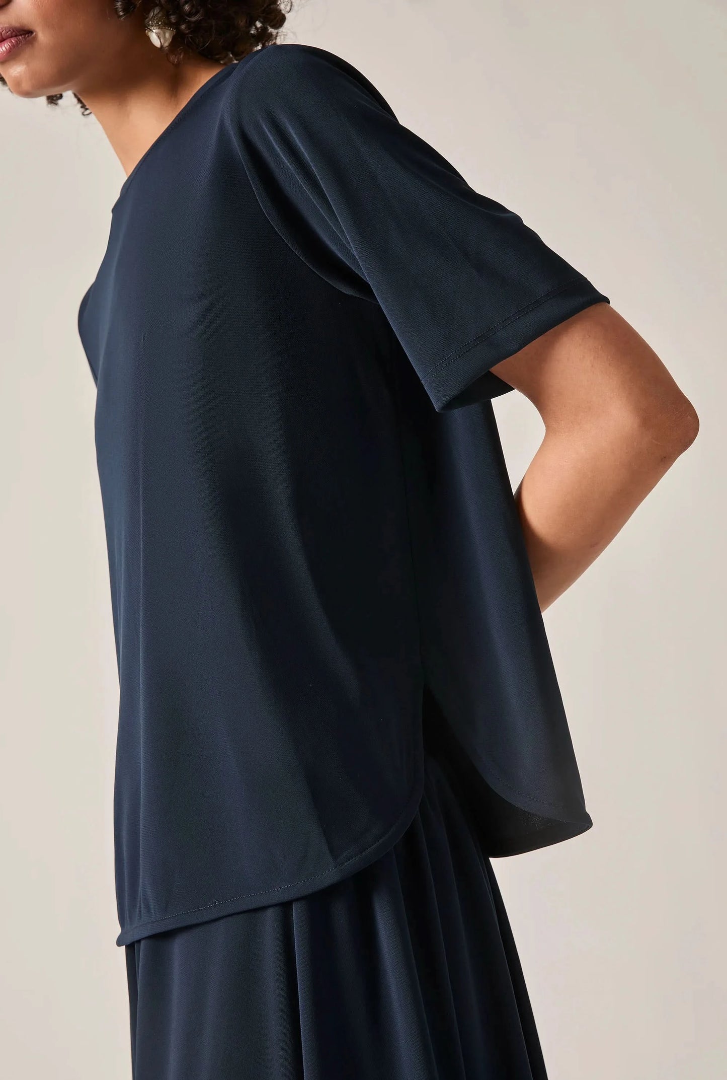 Navy Jersey Relaxed Top