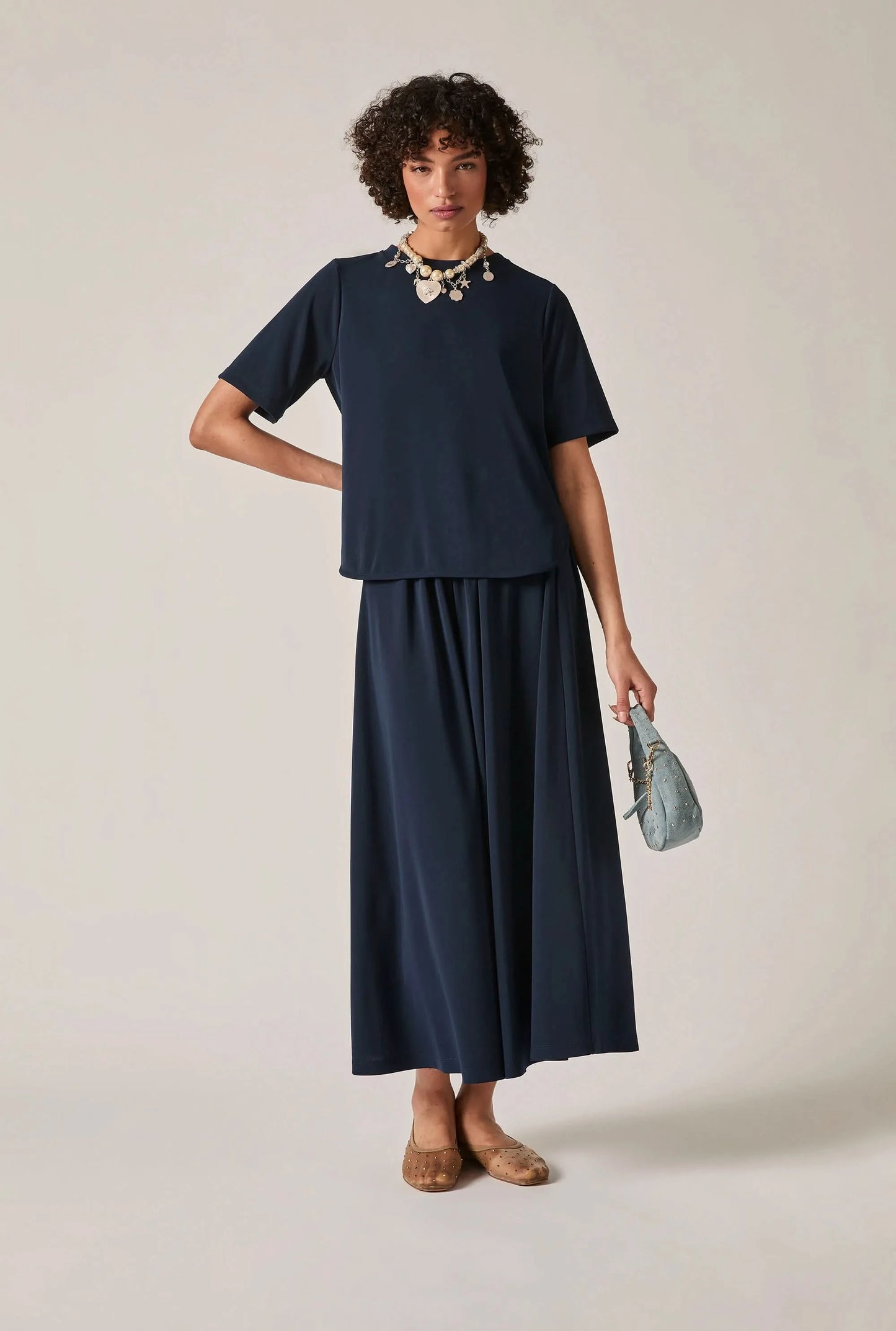 Navy Jersey Relaxed Top