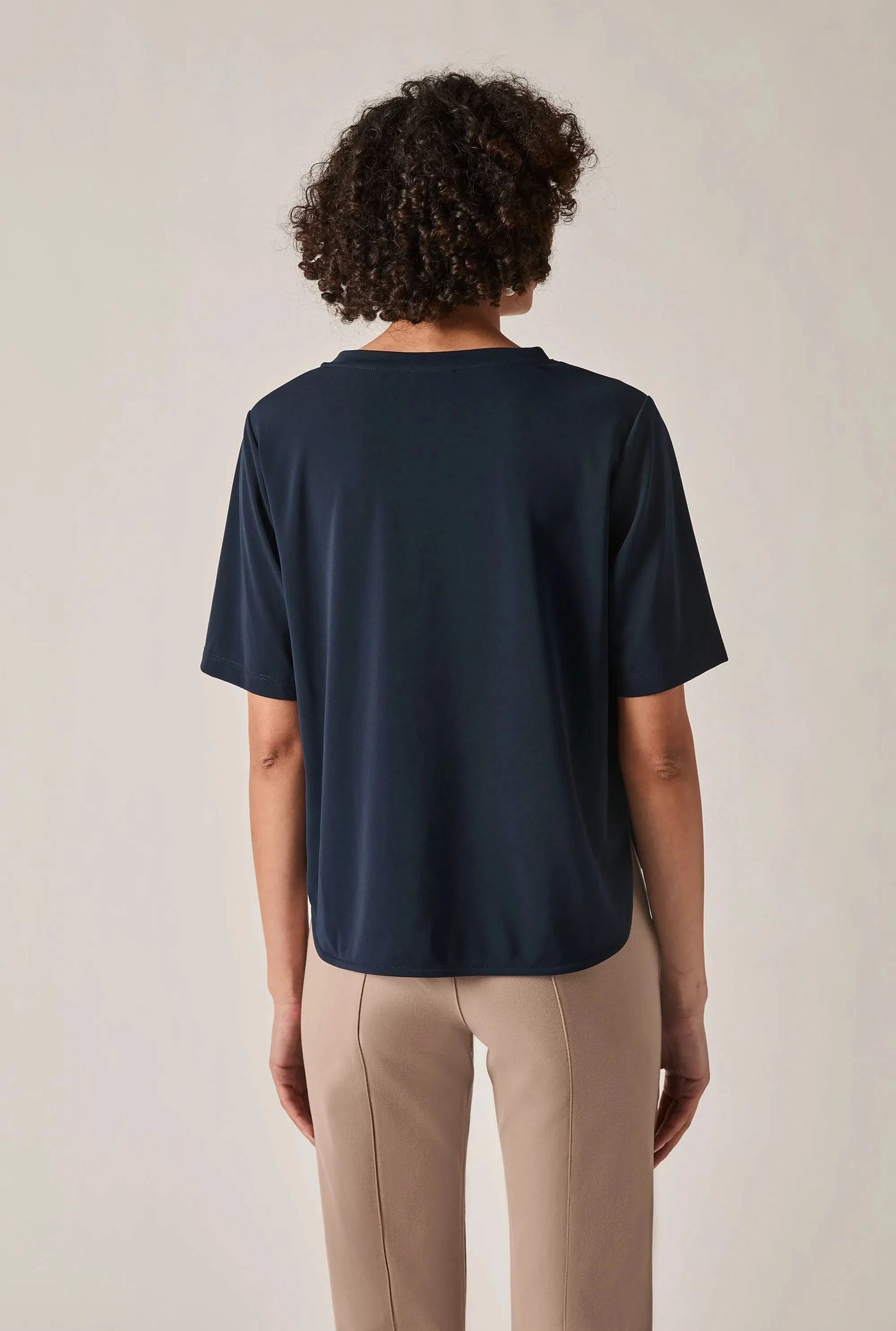 Navy Jersey V-Neck Top