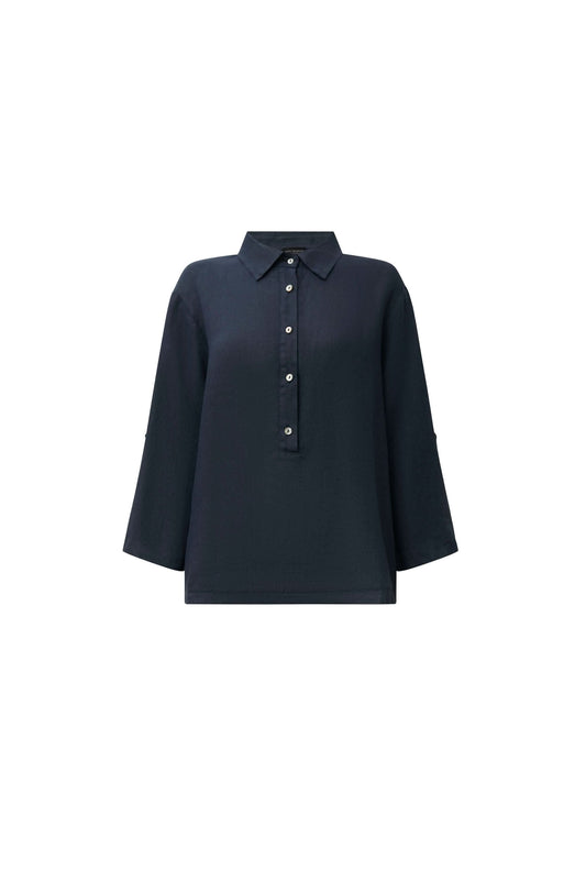 Navy Linen Blouse