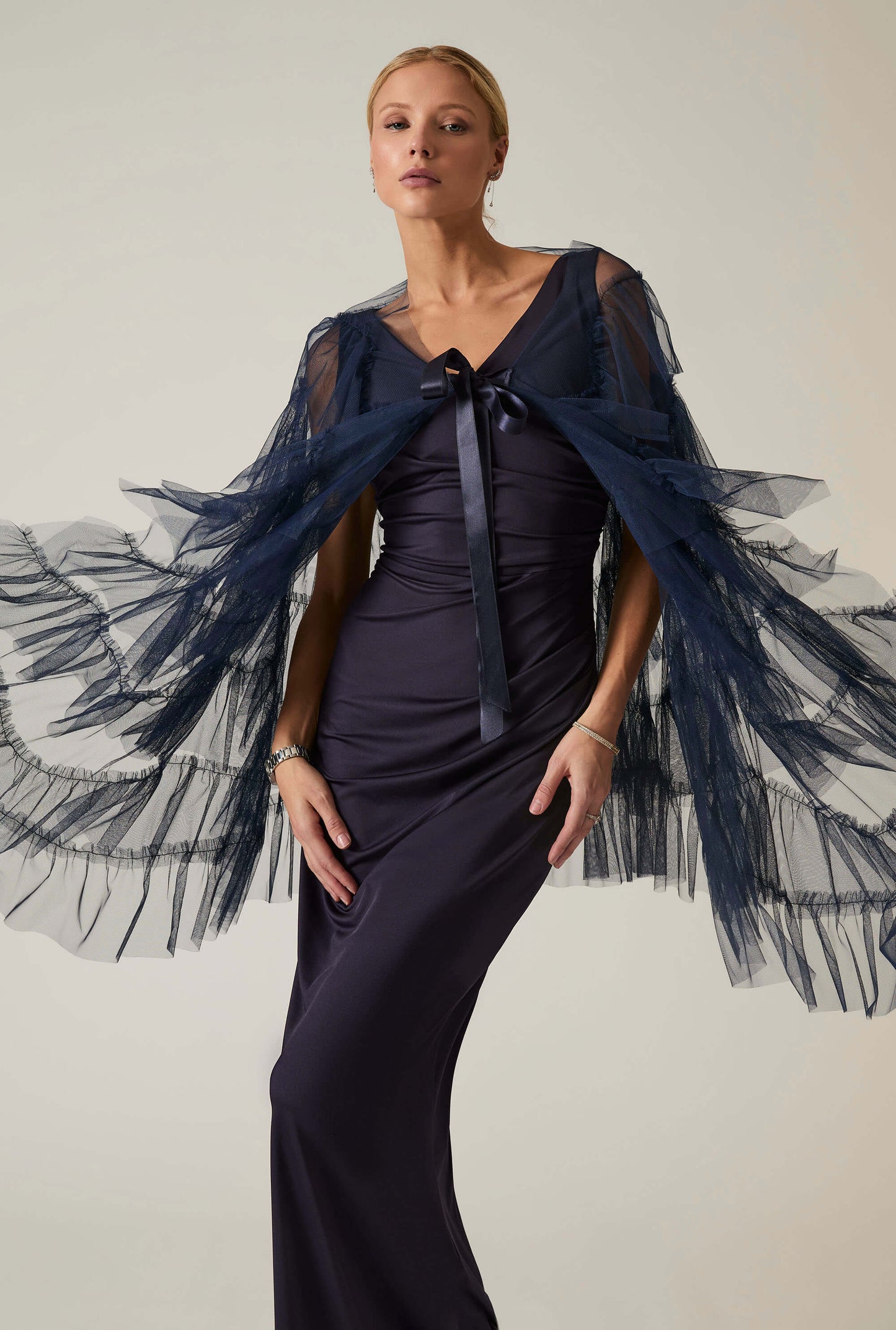 Navy Organza Shawl