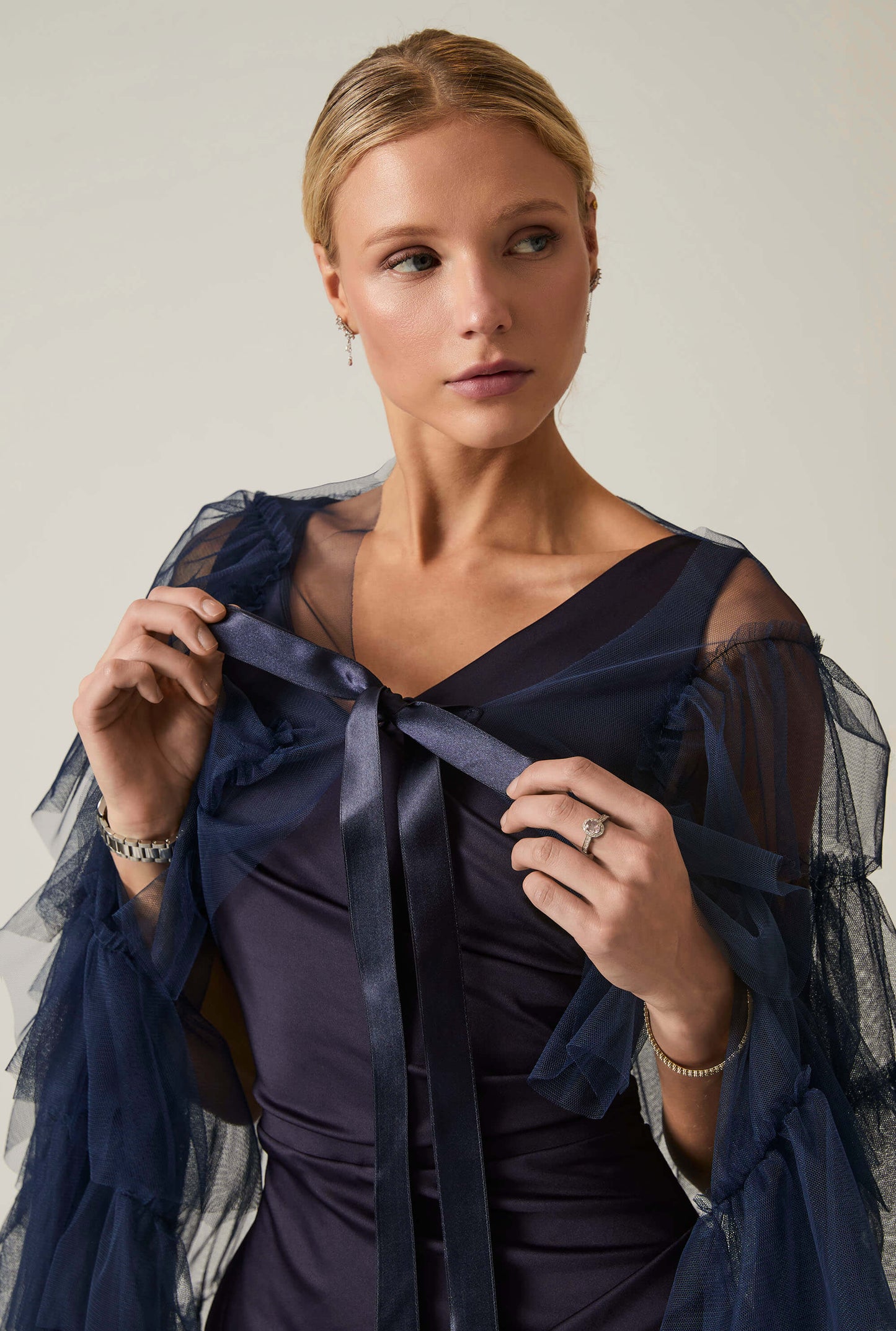 Navy Organza Shawl